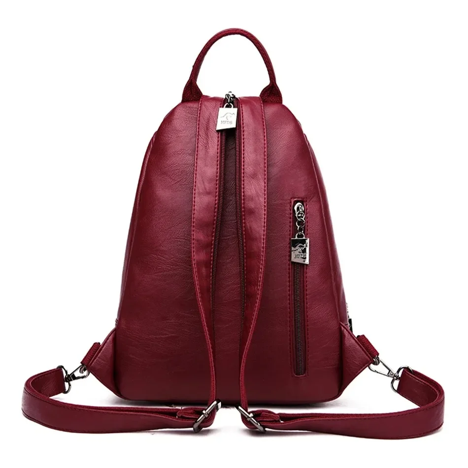 Multifunctional Women Leather  - School Backpack Teen 评论和价格